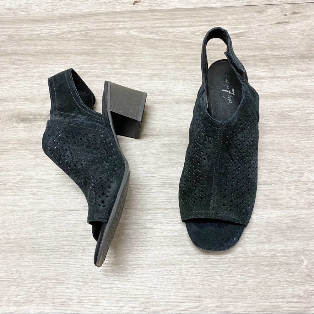 Vintage 7eight Slip-back Open Toe Perforated Heels Black 11